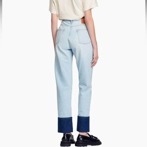 Sandro - High-Rise Straight-Leg Cuffed Jeans